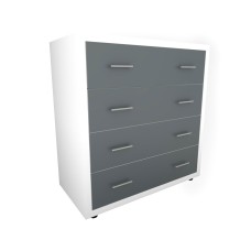 Comoda Torino cu sertare Alb / Gri, 85 x 89 x 42 cm